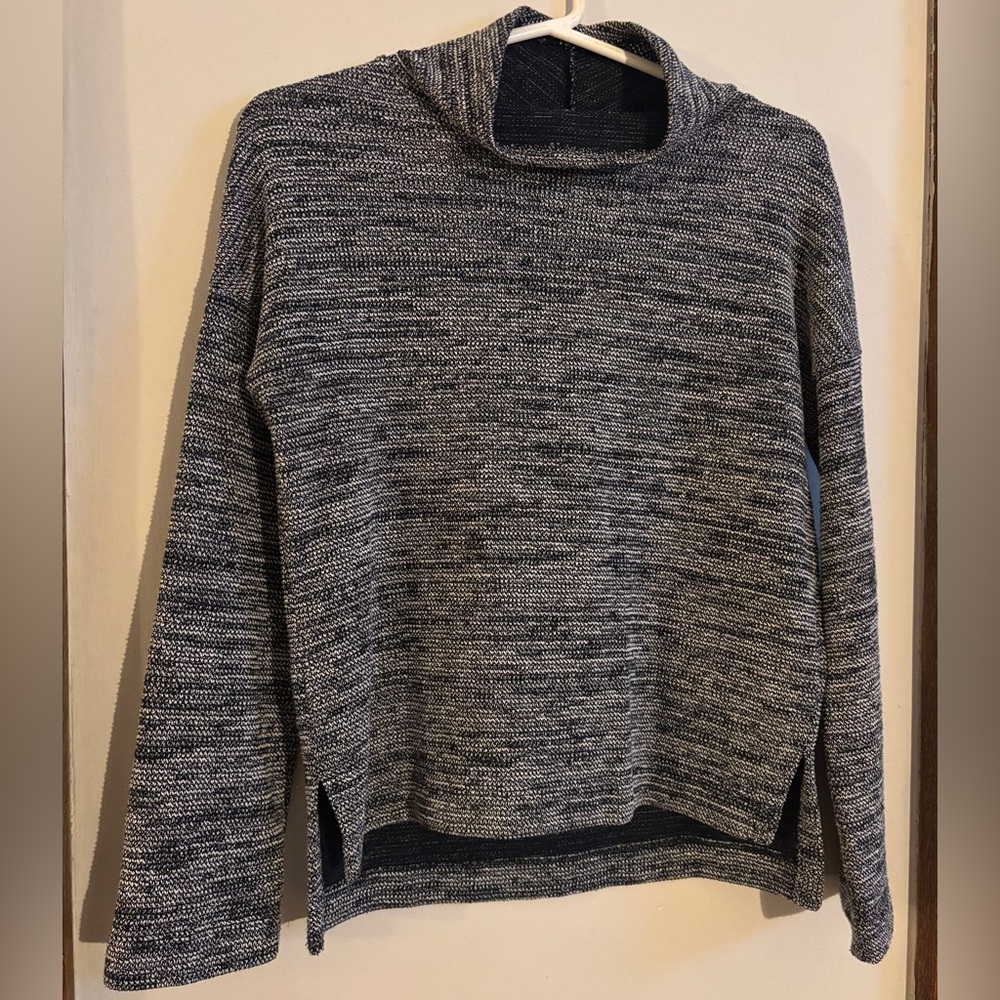 Madewell XS Marled Mock Neck Pullover Blue White Lightweight Relaxed Fit
